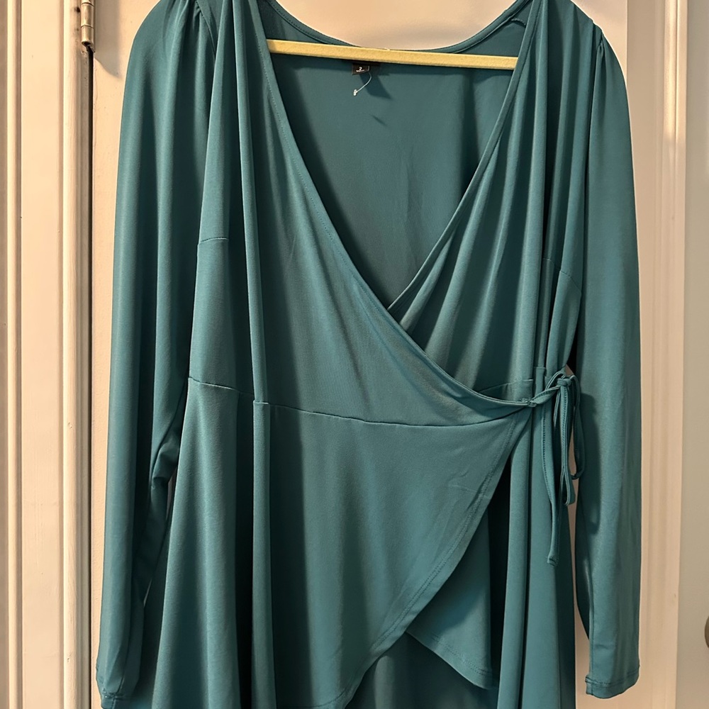 Torrid Teal Wrap Top